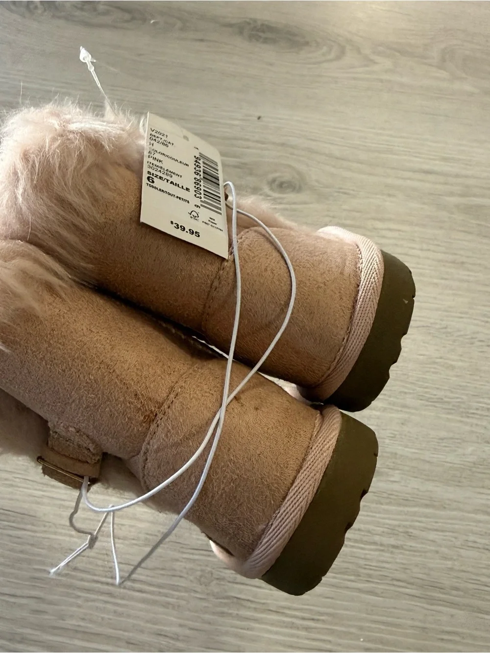 The Children's Place Blush Pink Faux Fur Suede Booties